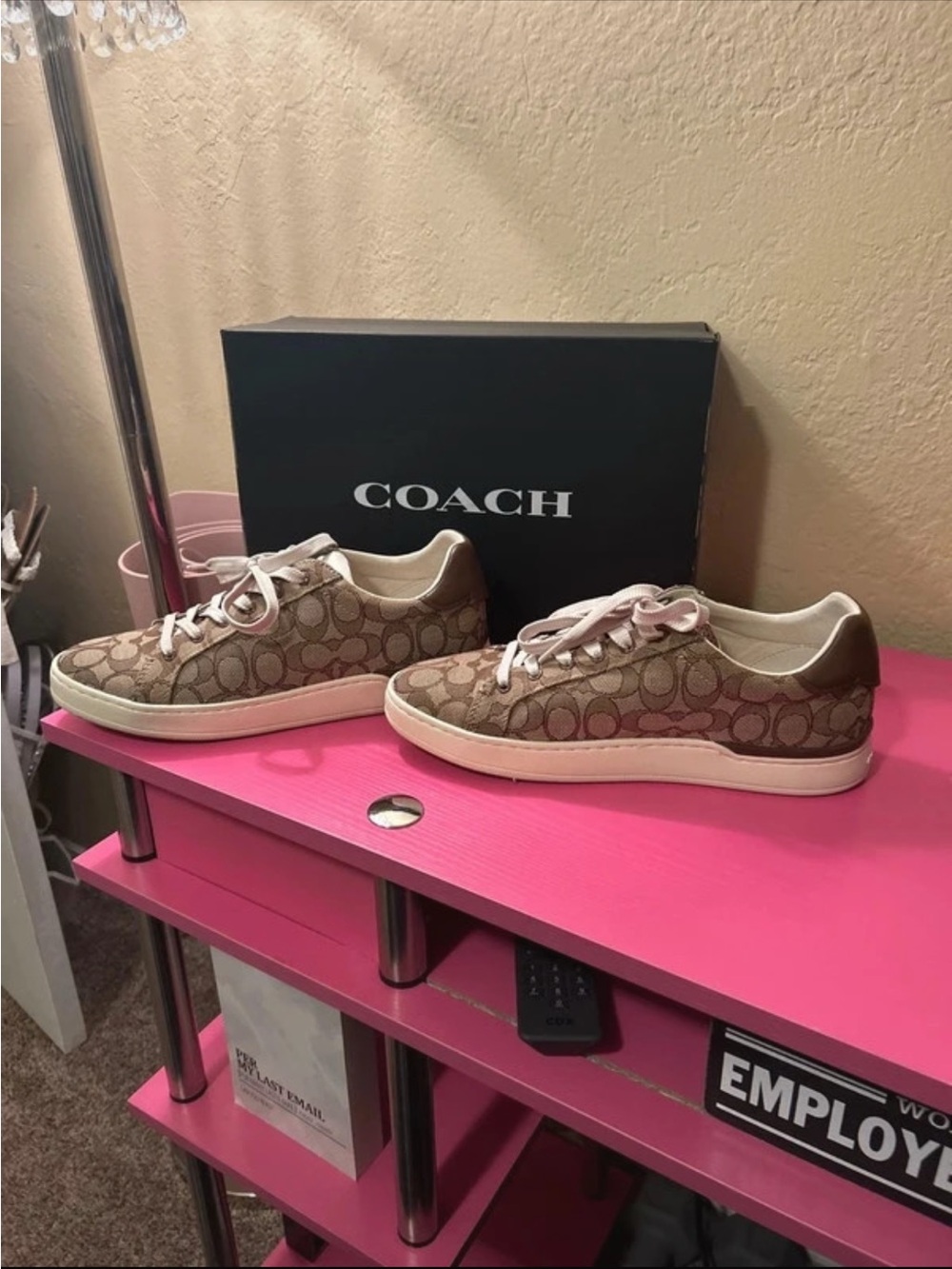 Coach Brown Signature Canvas Low-Top Sneakers with Cream Soles